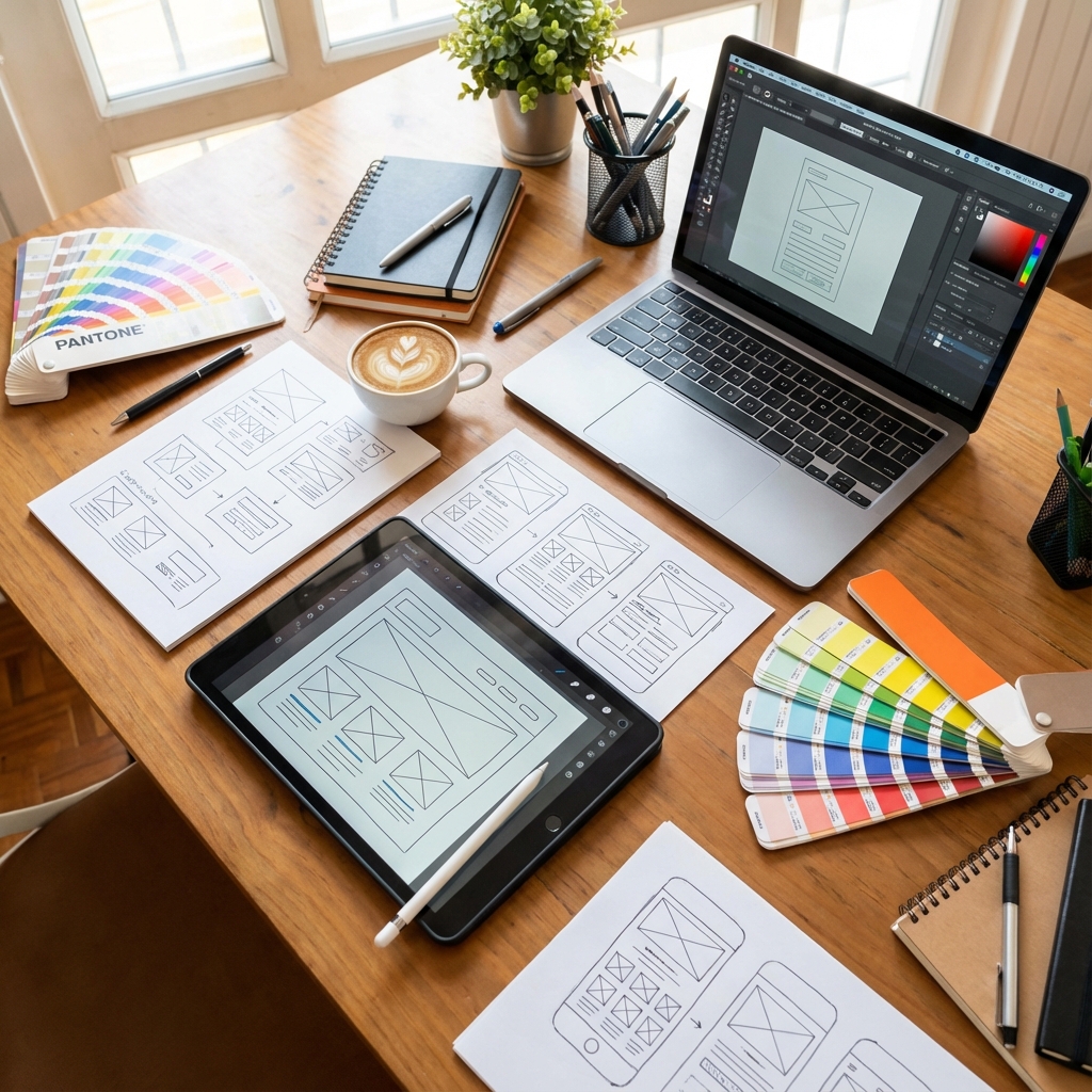 Profesyonel UI ve UX Tasarım Ofisi Masası
